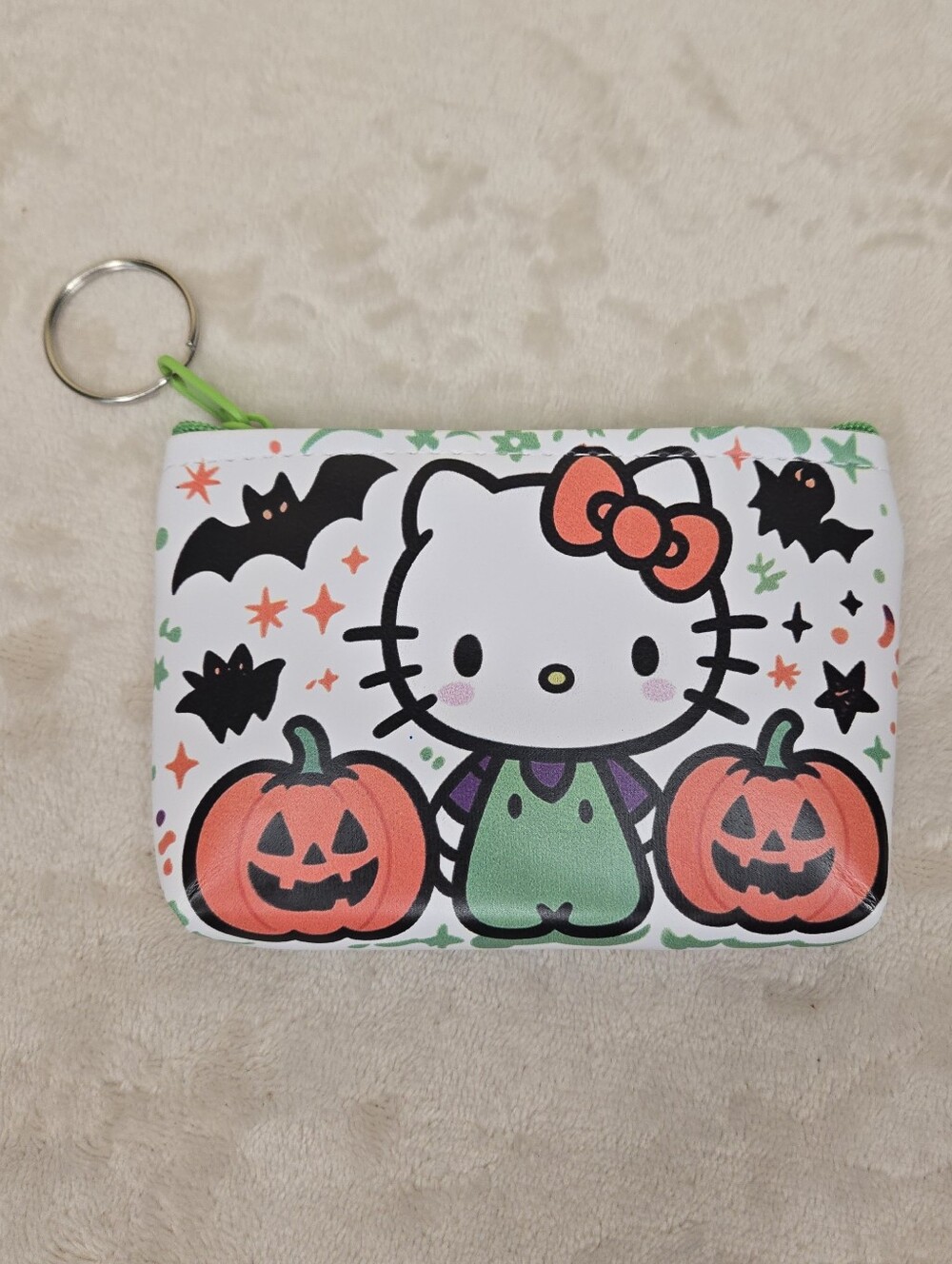 Hello Kitty Halloween Coin Purse Green, White & Orange
